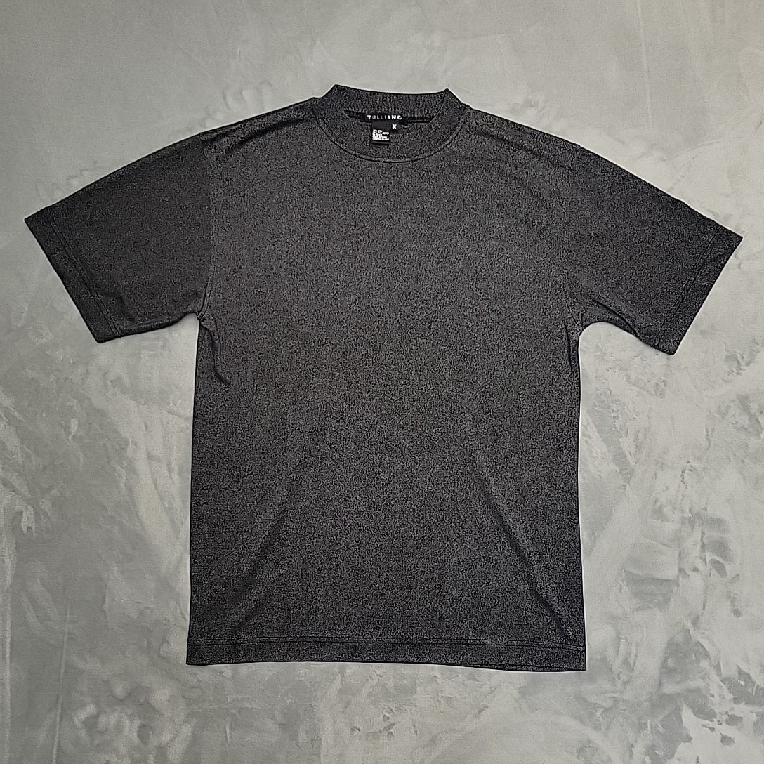 Tulliano Shirt Men Medium Black Silk Blend Mock Neck Short Sleeve Knit Luxury gallery