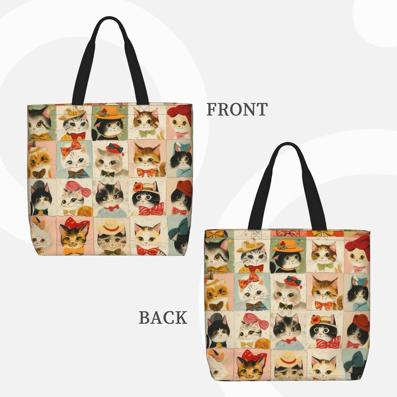 Large Zipper Cat Tote Bag Reusable Travel Work Shopping Purse Shoulder Handbag gallery