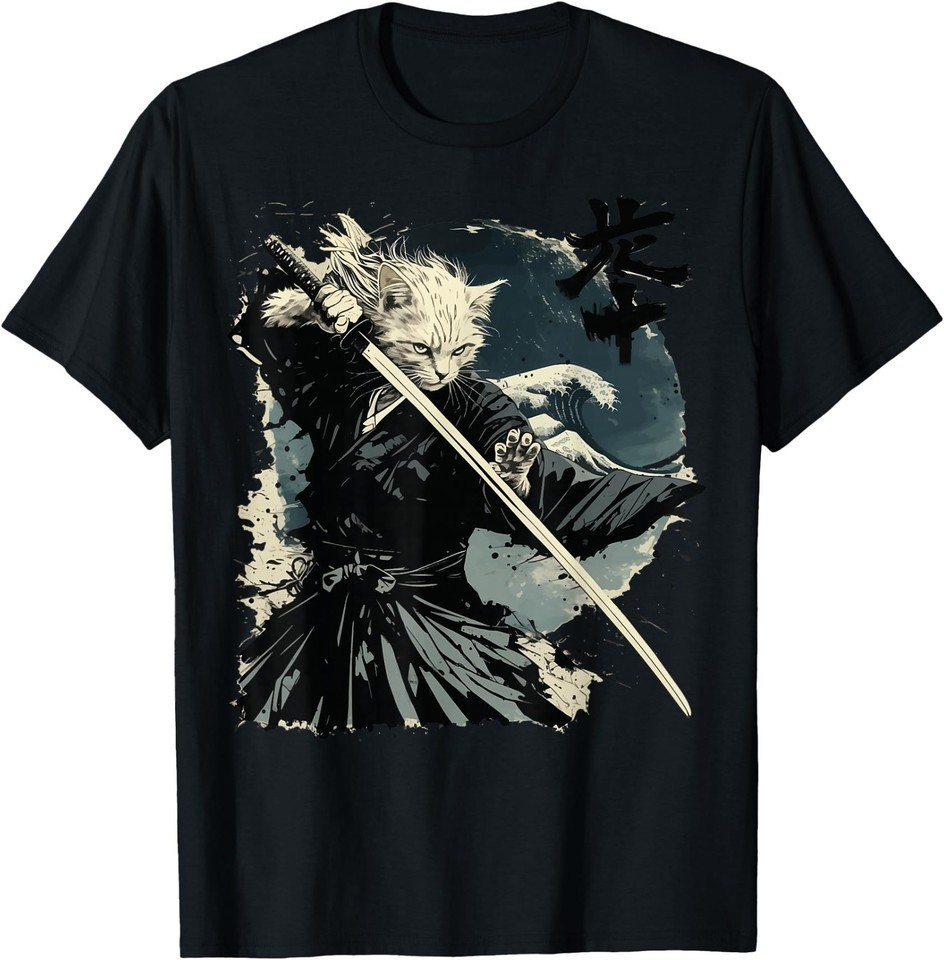 Japanese Cat Katana Japan Samurai T-Shirt gallery
