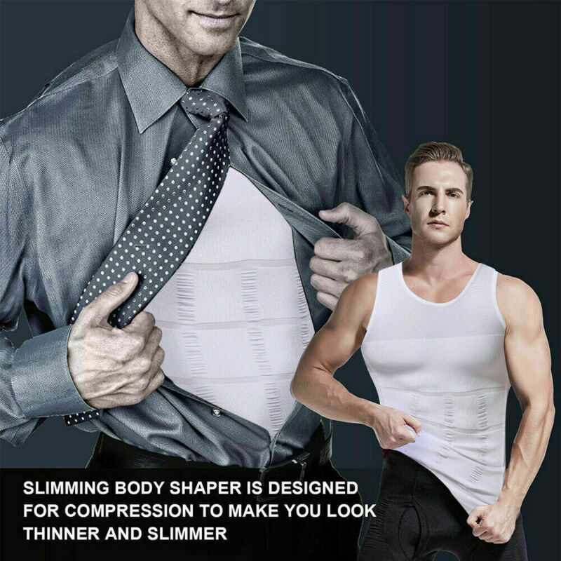 SecondSkin Men's Shaper Cooling T-Shirt Slimming Body Shaper Compression Tops US gallery