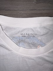 All Saints Gnasher Blue Wolf Graphic Relaxed Fit White T-Shirt Men’s Size (M)