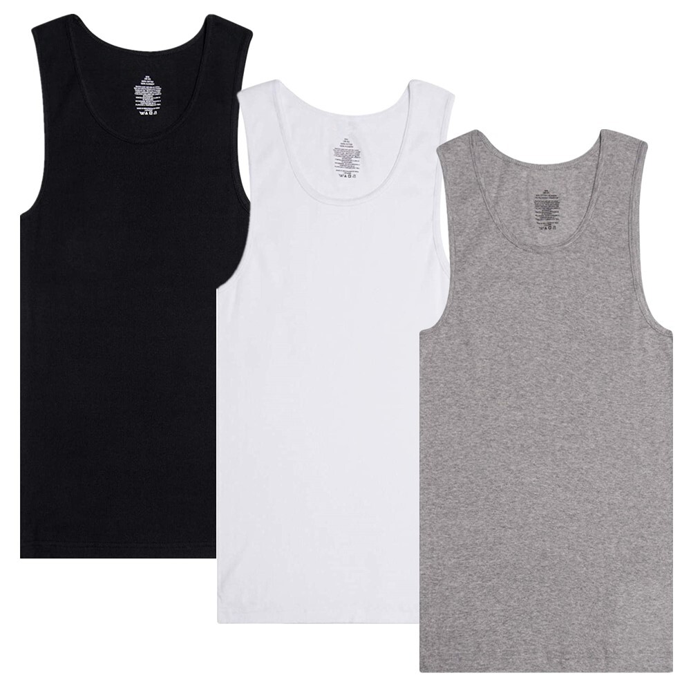 3-12 Packs Men 100% Cotton Ribbed Tank Top A-Shirt Wife Beater Undershirts Lot gallery
