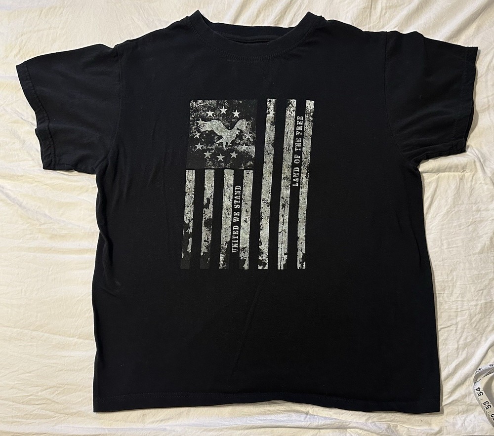Buckhorn River USA Flag Eagle Graphic Tee Men M Black Crew Neck Cotton BRKS16176