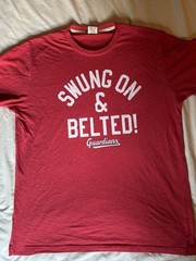 Tom Hamilton ‘Swung On & Belted’ T-Shirt Cleveland Guardians Indians Radio Voice
