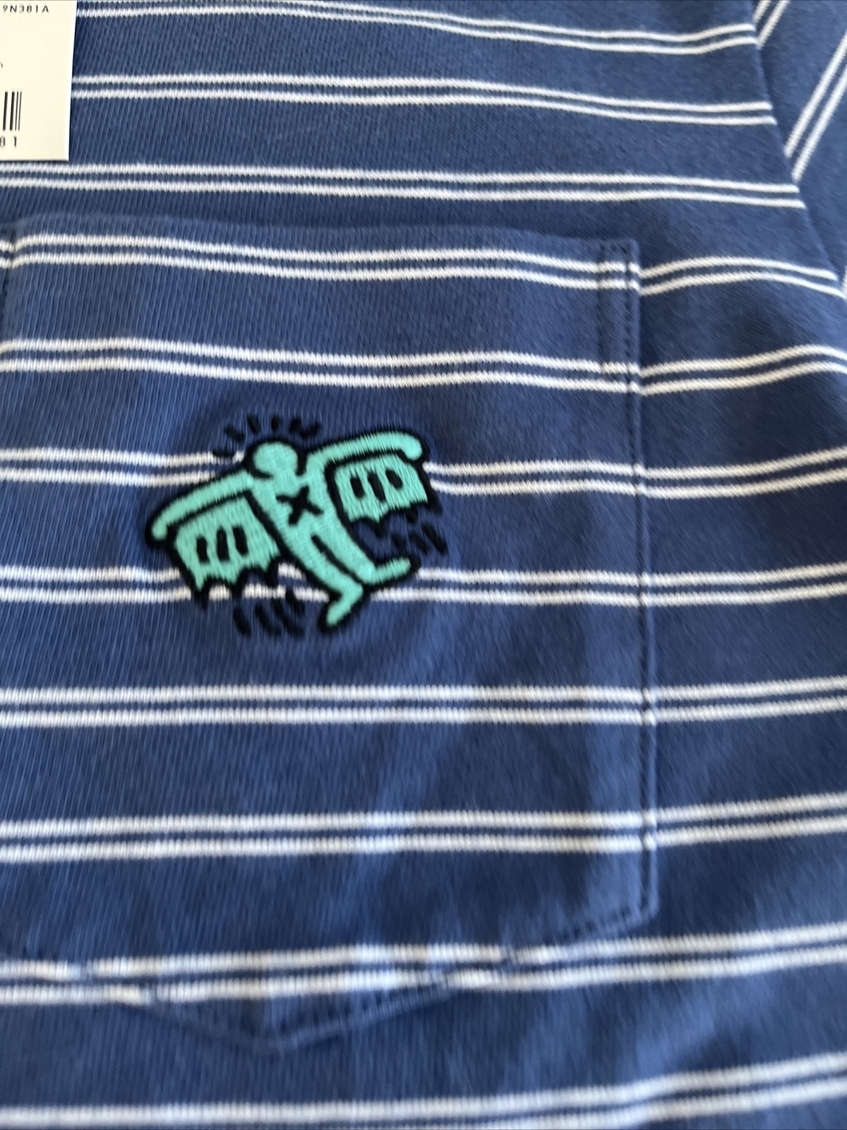 Keith Haring x Uniqlo SPRZ NY Shirt 2XS Striped Pocket Embroidered Pop Art NWT gallery