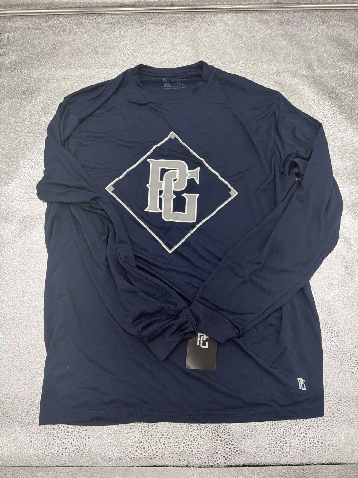 Men’s Sz L Perfect Game Baseball Navy Blue Long Sleeve Shirt PG gallery