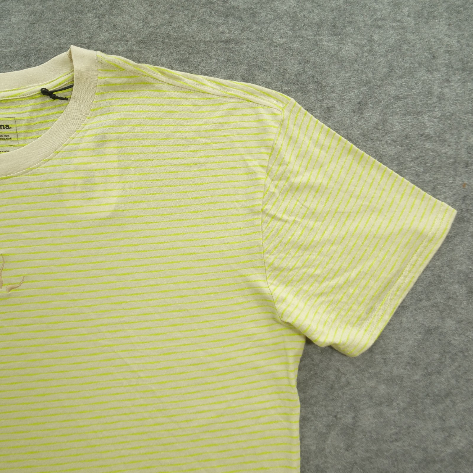 Prana Shirt Mens Medium Yellow Paxton Crew Striped Organic Short Sleeve New gallery