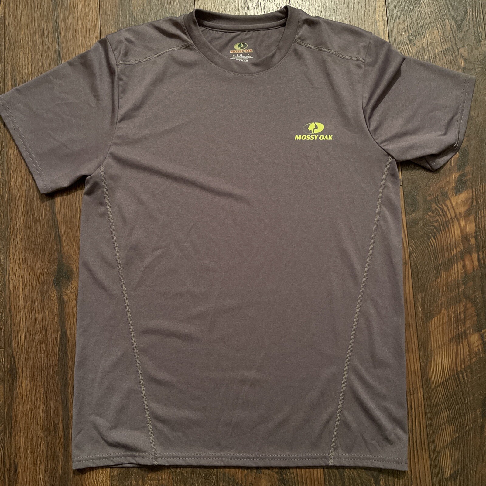 Mossy Oak Mens Size M Short Sleeve Gray T Shirt 100% Polyester Outdoor Hunting gallery