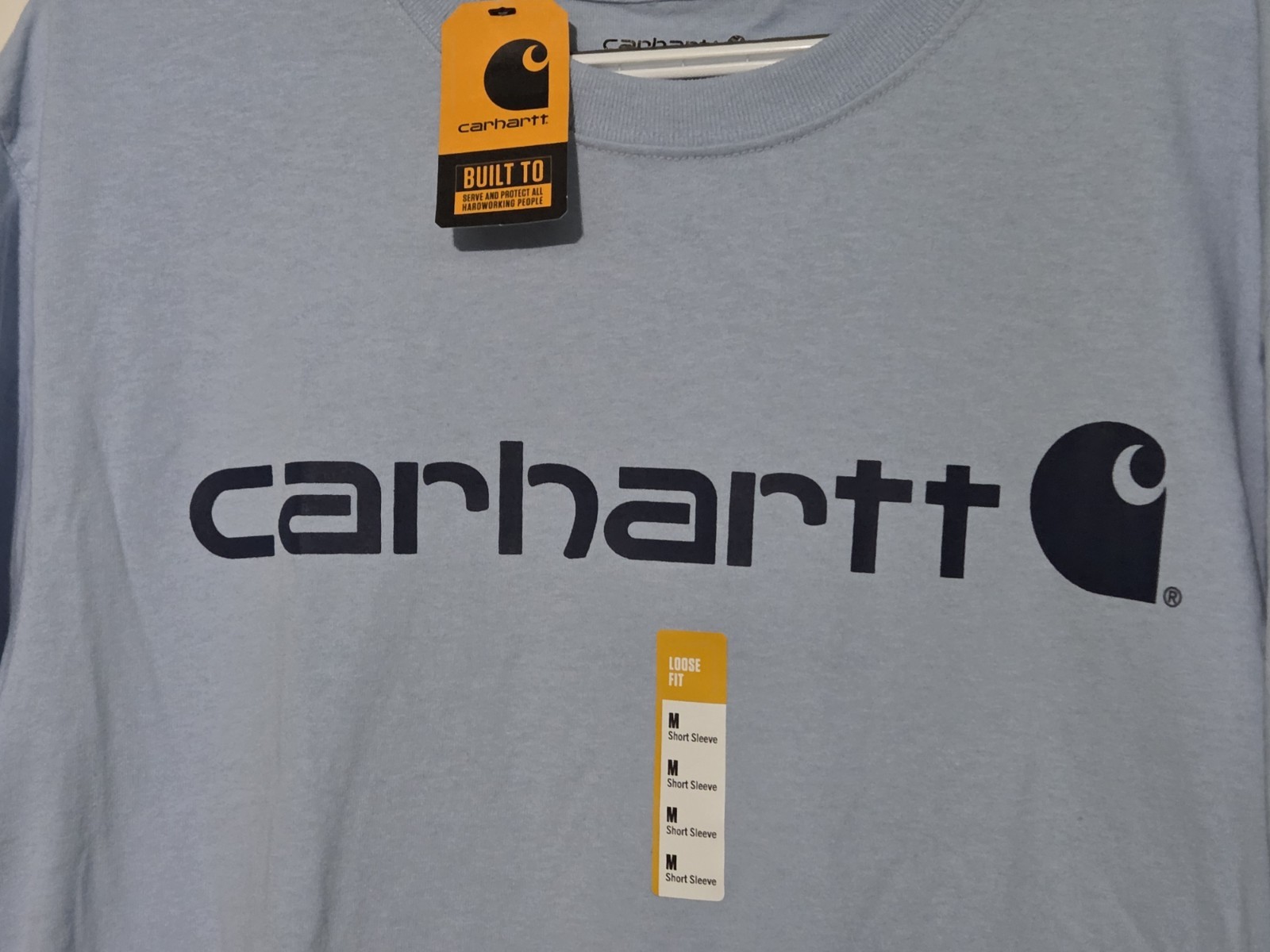 Carhartt Loose Fit Men's T-shirt Light Blue W/Navy Logo Size Medium NWT gallery