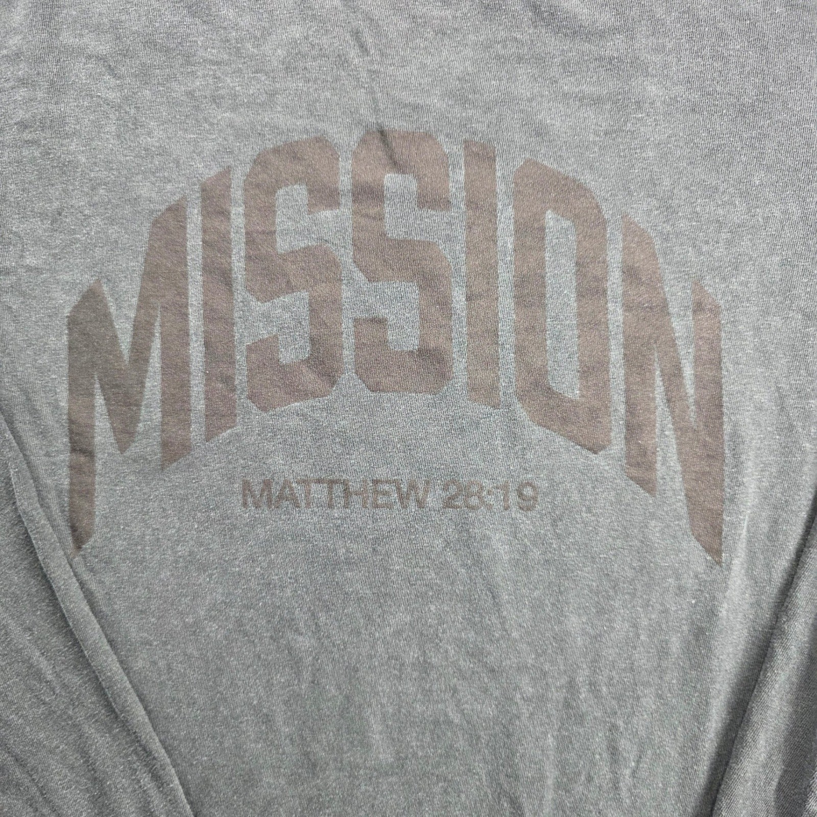 Comfort Colors Graphic Shirt Mens Medium Grey Mission Matthew 28:19 Long Sleeve gallery