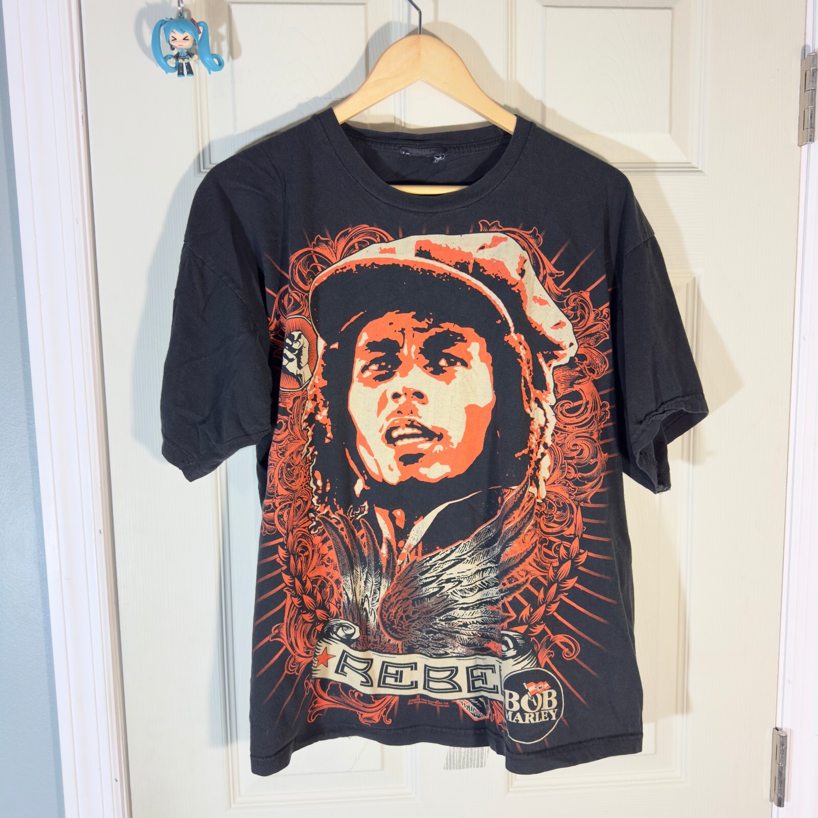 VTG Bob Marley Rebel 2009 Reggae Tour Band Black Tee Shirt sz XL Zion 2000s Y2K