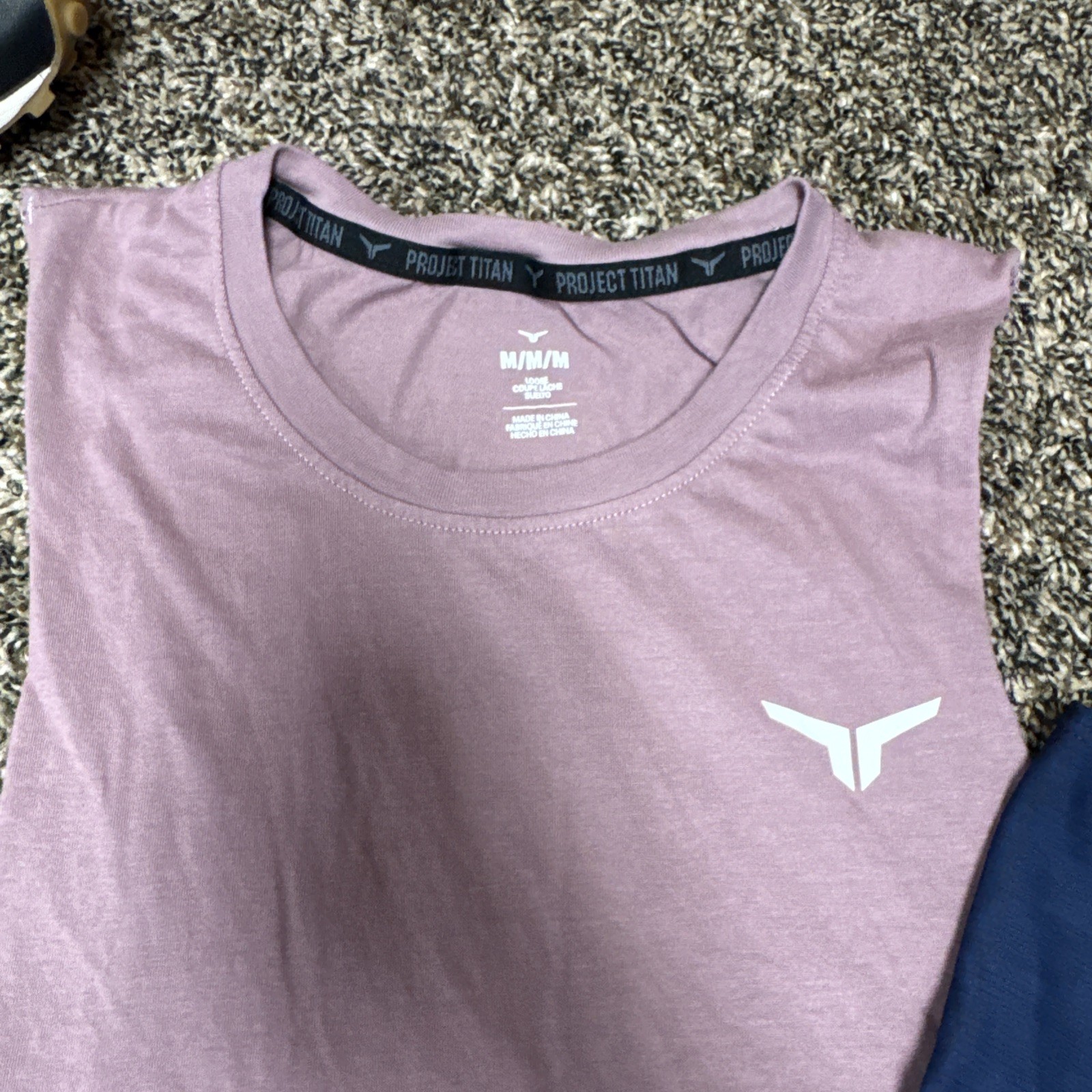 Mens L Neleus Dry Fit Muscle Stringer Tank Top Gym Navy & Mauve Project Titan M gallery
