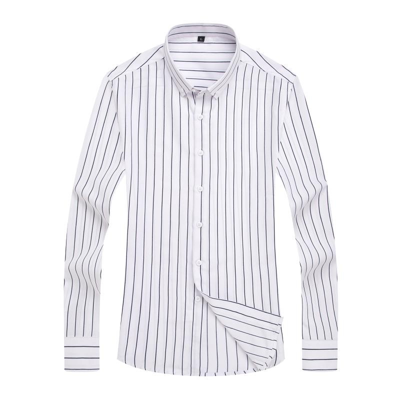 Mens Dress Shirts Long Sleeves Slim Fit Camisas Striped Cotton Casual Shirts Top gallery