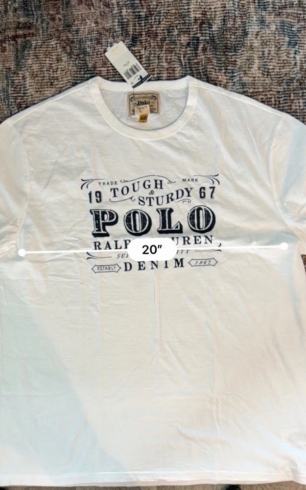 Polo Ralph Lauren Tough & Sturdy Denim Graphic T-Shirt White/Navy Mens XL NWT gallery
