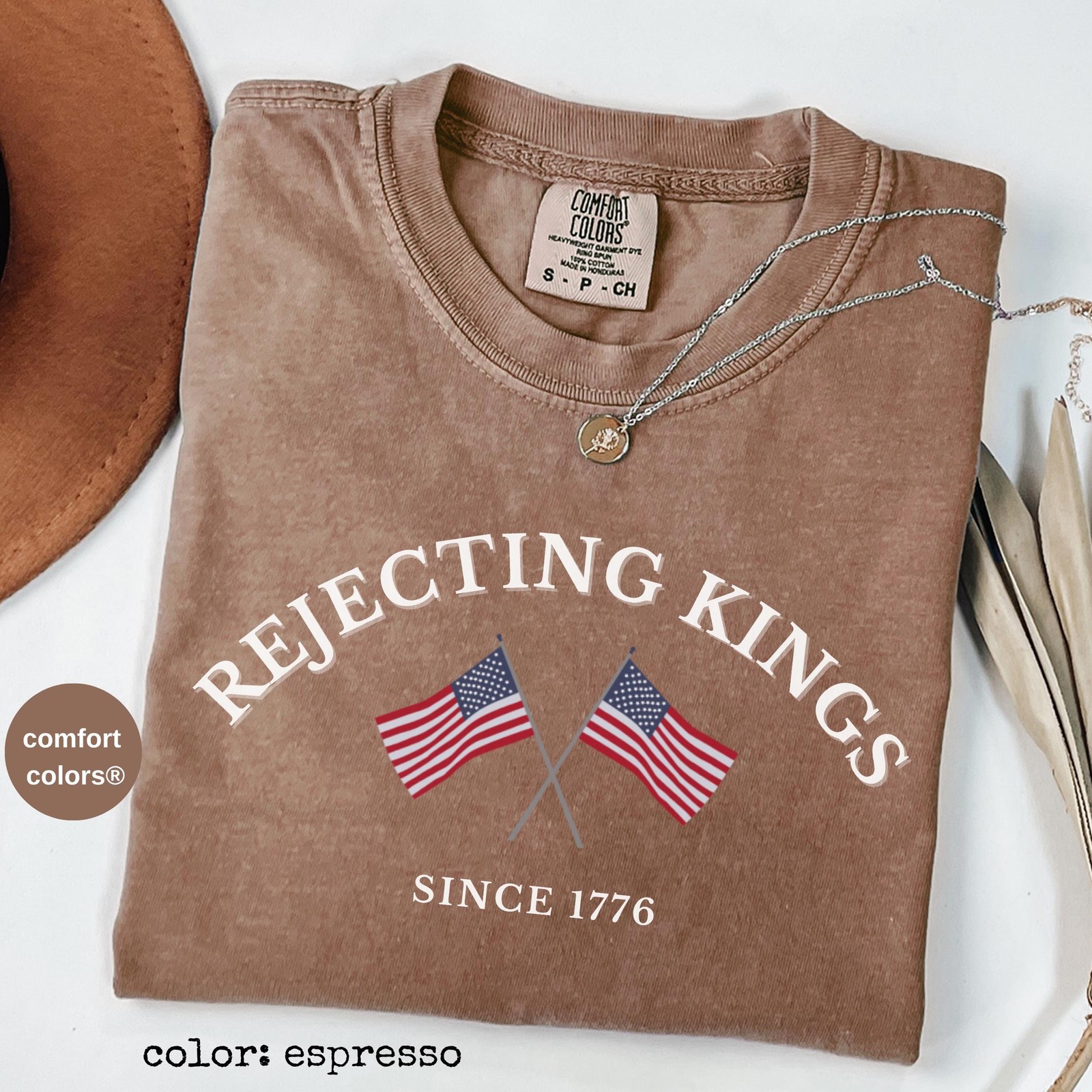 Rejecting Kings Since 1776 Shirt Patriotic Comfort Colors Graphic Tee gallery