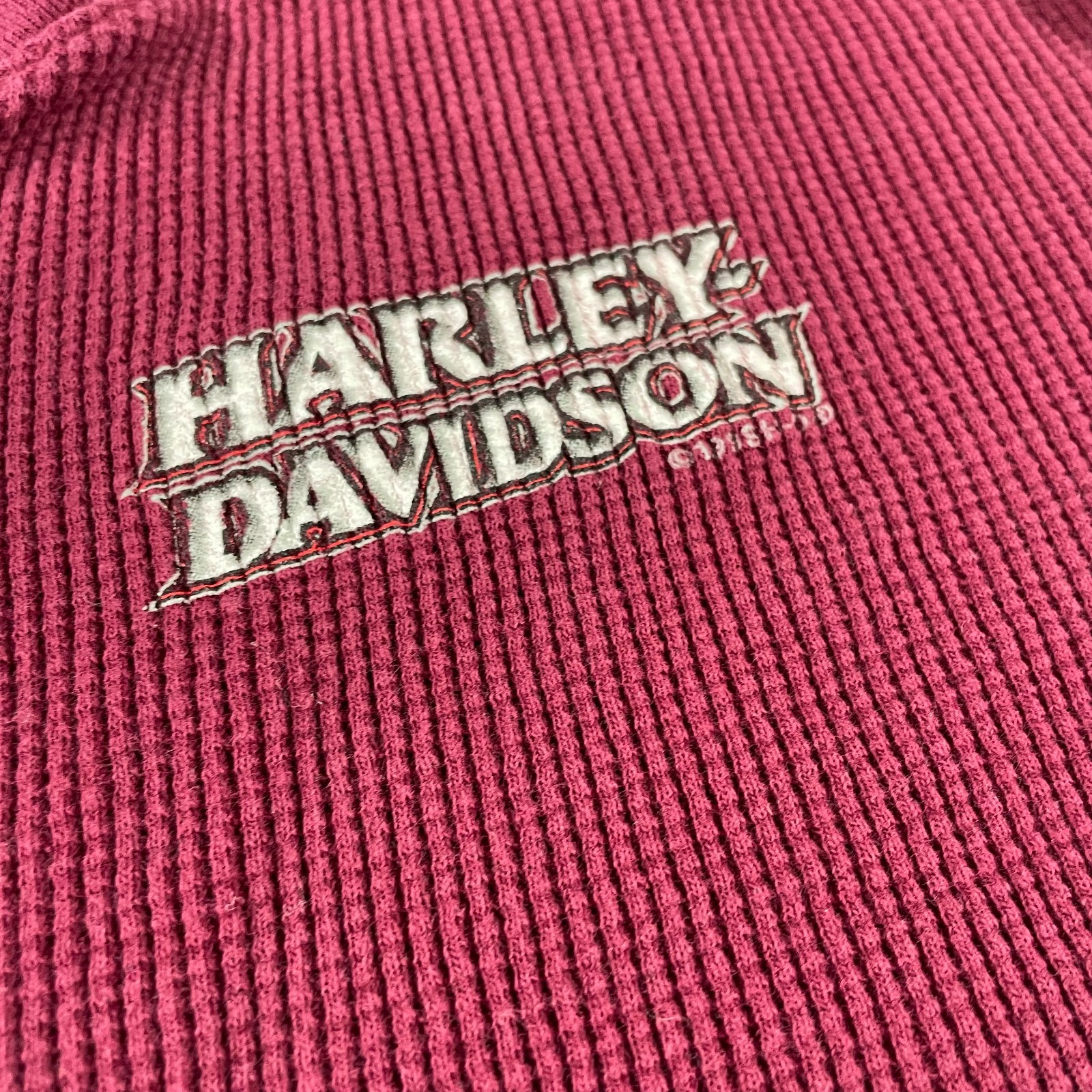 Vintage 90s Harley Davidson Thermal Shirt Mens XL Waffle Knit Long Sleeve USA gallery