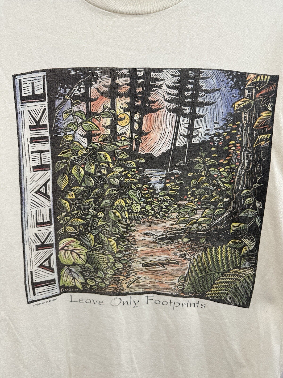 VTG 90s Take A Hike Leave Only Footprints Nature Environment Earth Art T-Shirt M gallery