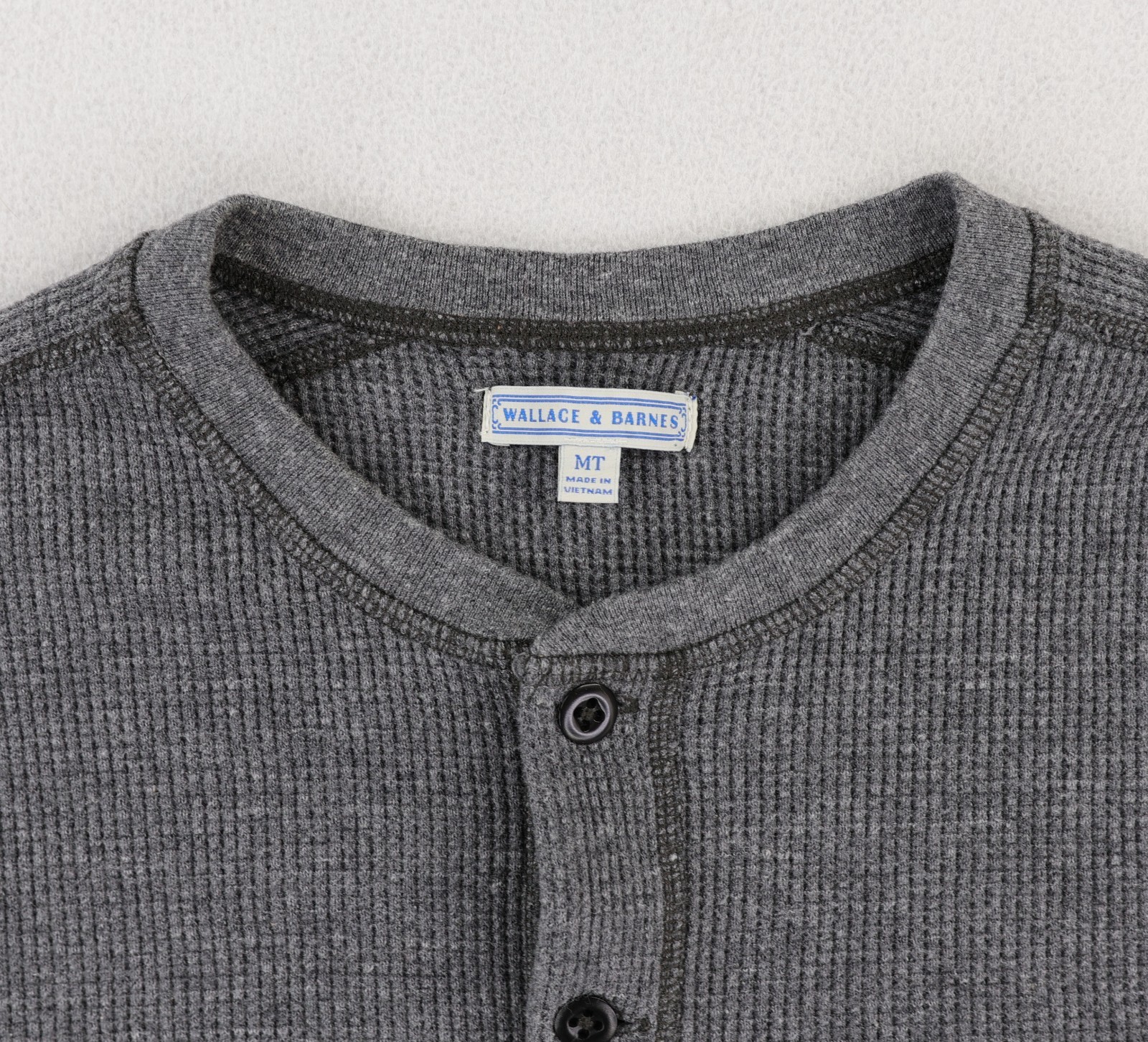 Wallace & Barnes Waffle Henley Shirt Men's Medium Tall Gray Thermal Long Sleeve gallery