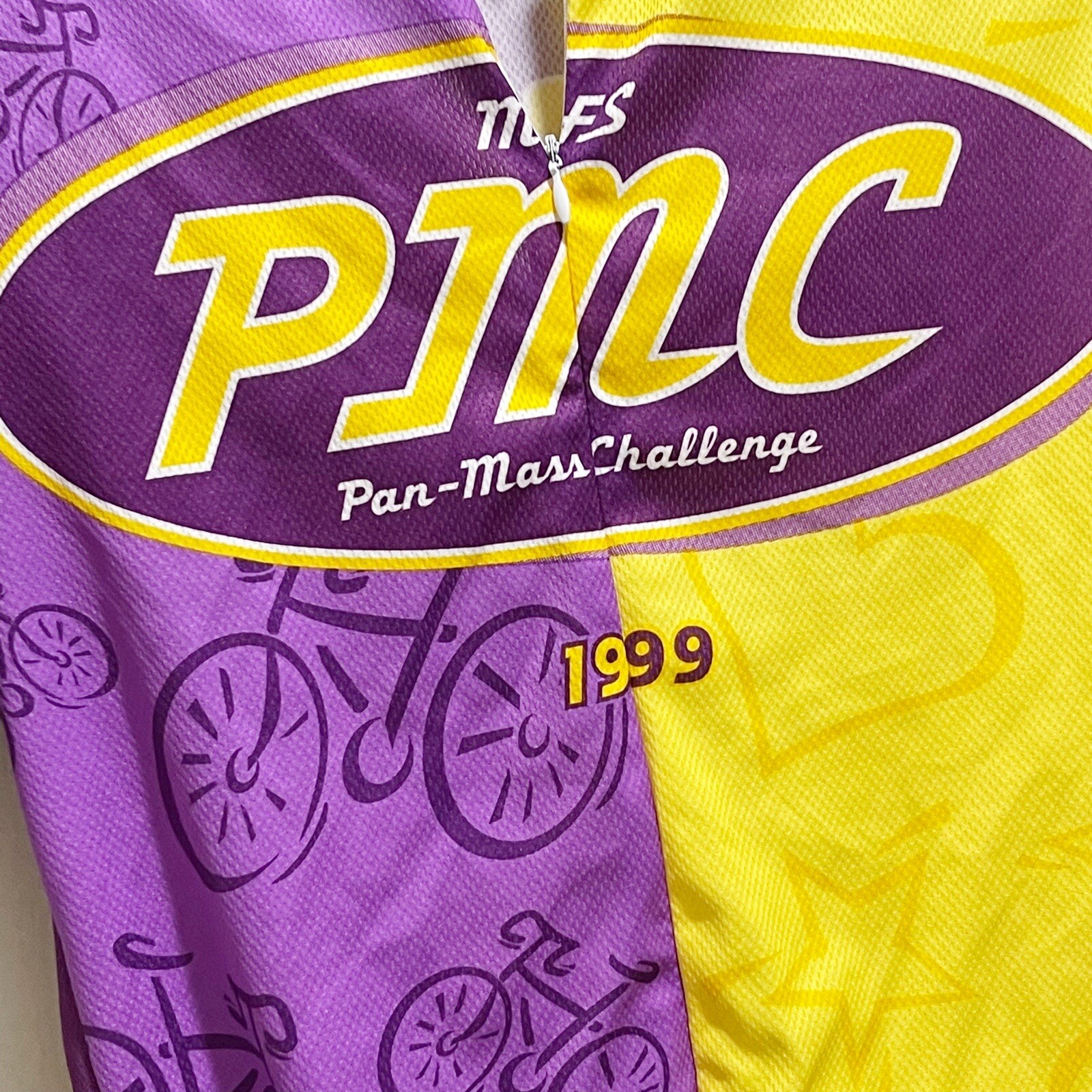 PEARL IZUMI Men’s CYCLING JERSEY Yellow Purple Pan-Mass Challenge 1999 Size M gallery