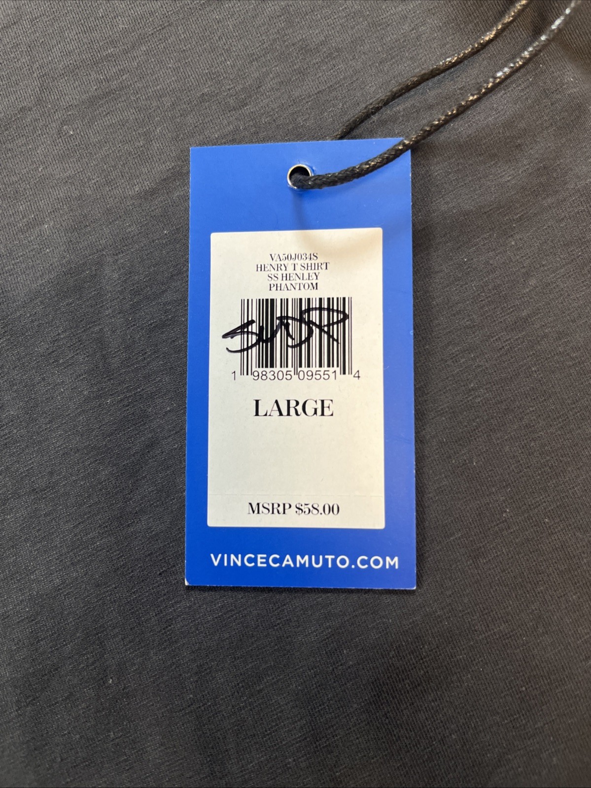 Mens L Vince Camuto Charcoal Short Sleeve Henley NWT gallery