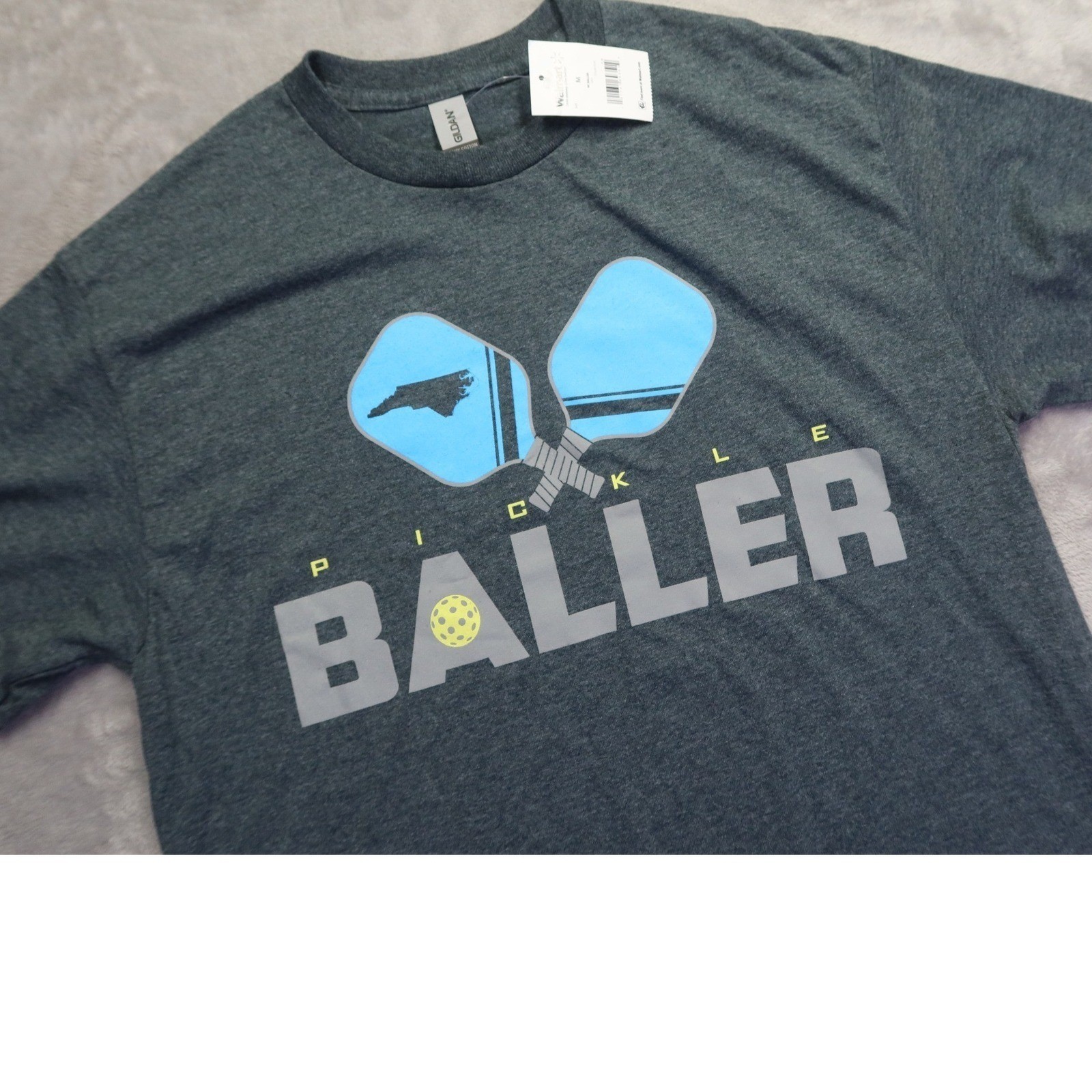 Pickle Baller Poly/Cotton Blend Men's T-Shirt Dark Heather Grey Crewneck M NWT gallery