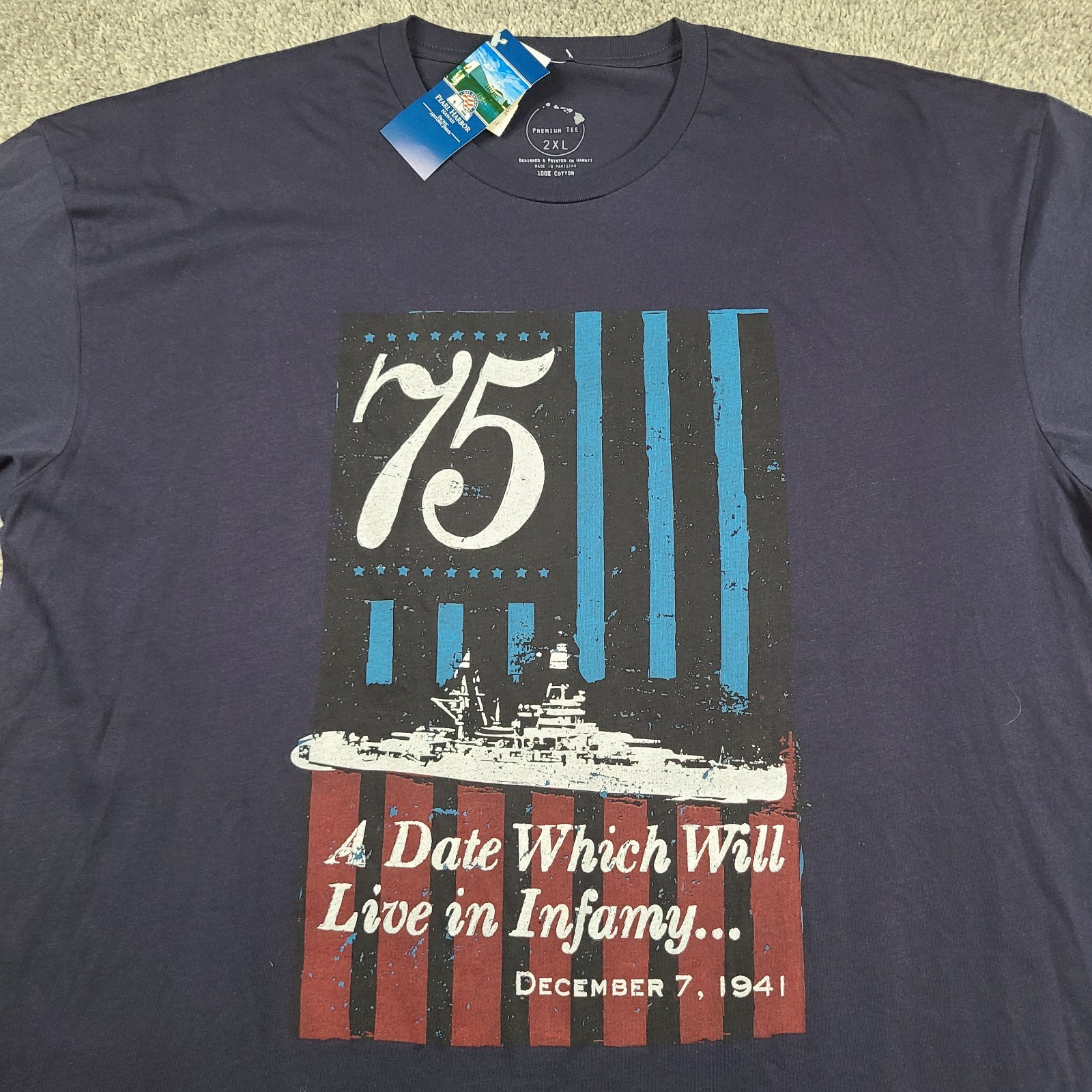 Pearl Harbor 75th T-Shirt Men's Size 2XL Black Hawaii National Parks NEW gallery