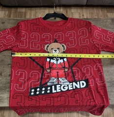 LAUNDER LEGEND Bear Design 23 Mens Medium Tees Long Sleeve Red Round Neck