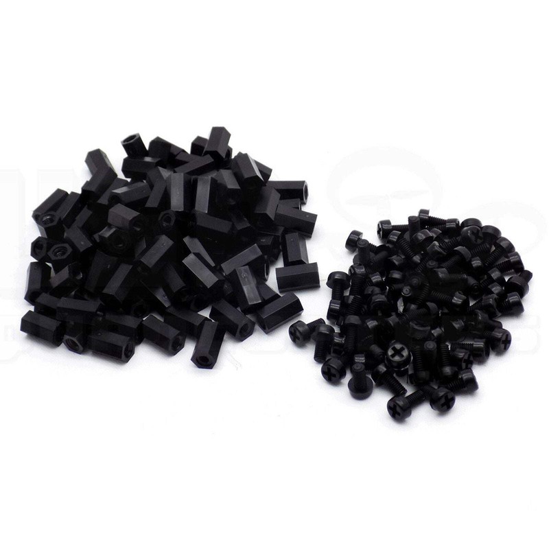 50pcs M3x10mm Nylon Threaded Spacer Standoff with 50pcs M3x6mm Nylon Screw Bolt