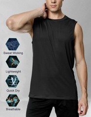 3Pack Men’s Sleeveless Shirts Quick Dry Tank Top Workout Fitness Gym Sport Beach
