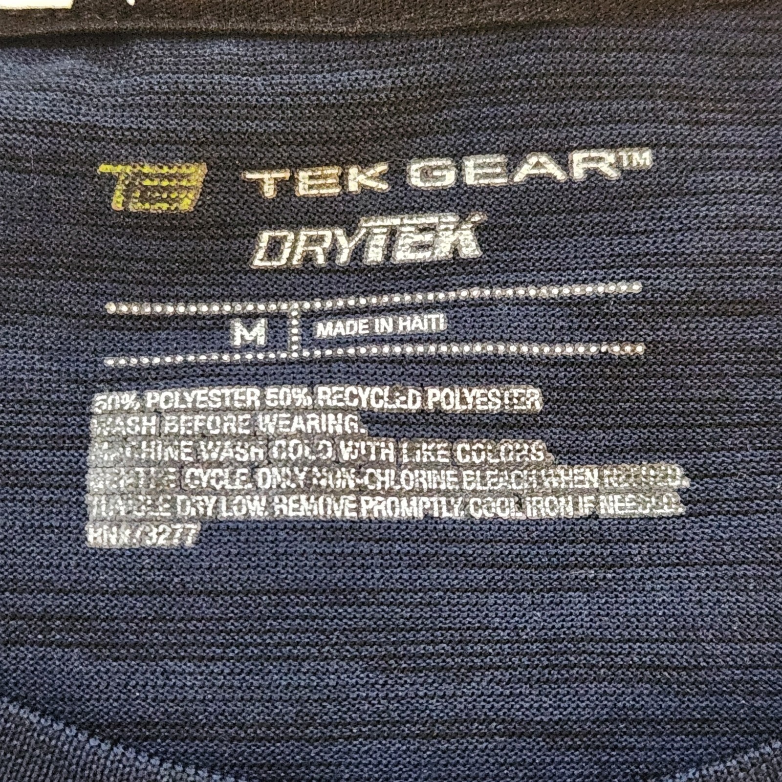 Mens Tek Gear T-Shirt Size MED Navy Blue Heather Crew S/S DryTek gallery