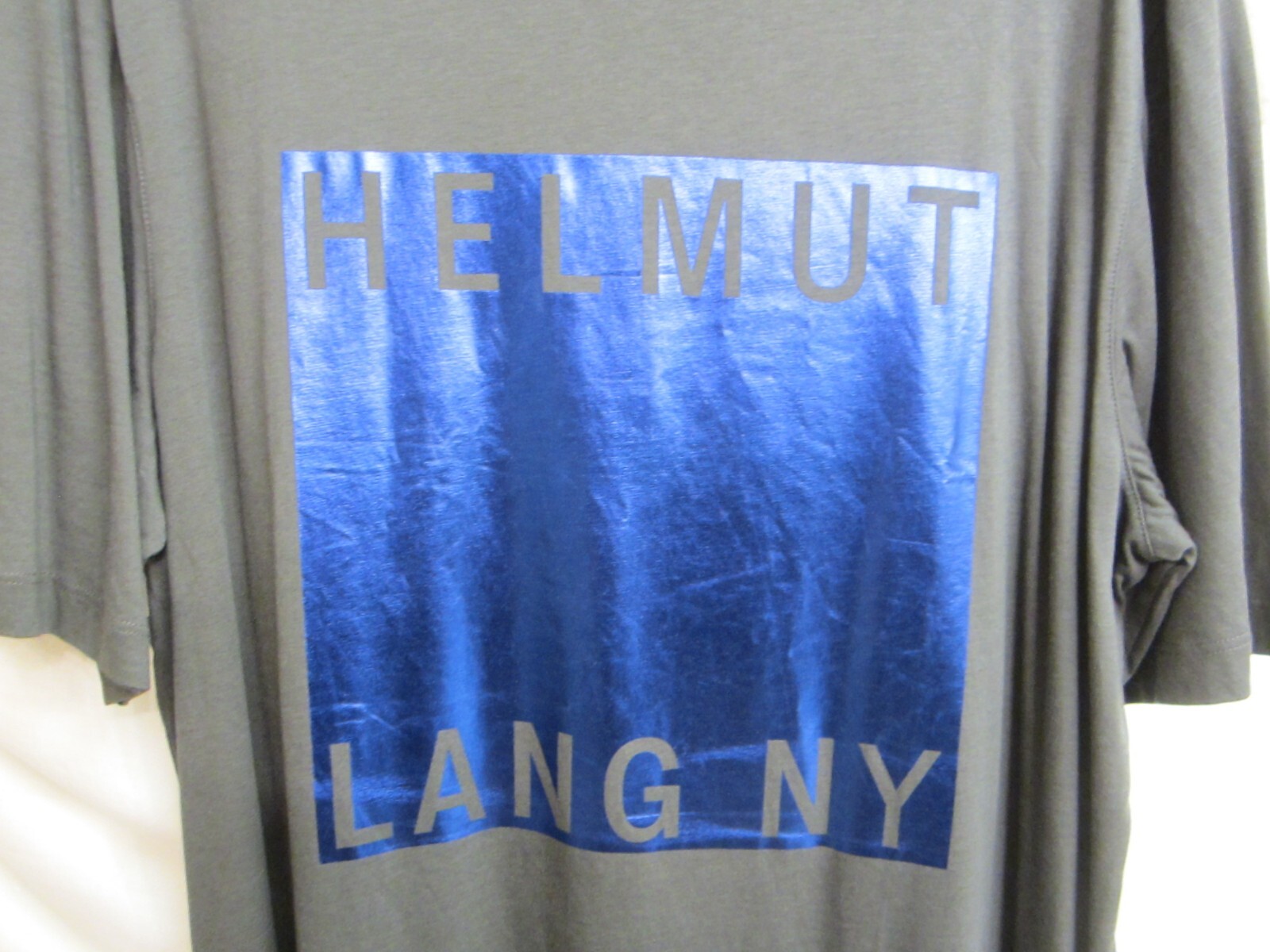 Helmut Lang T Shirt Gunmetal Grey & Ombre Blue Box Fit Film Print Men XL gallery