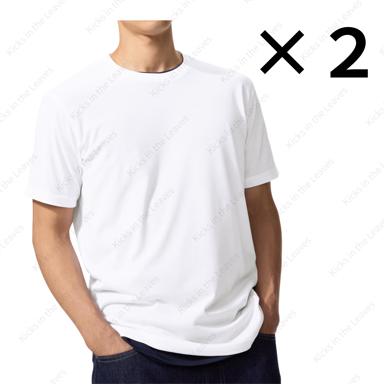 [2PCS SAME COLOR] UNIQLO Dry collar crew neck T-shirt XS-4XL 16Colors Unisex NWT gallery