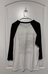 Handmade Men’s White/Black Graphic Crew Neck 3/4 Sleeve Cotton Raglan T-Shirt XL