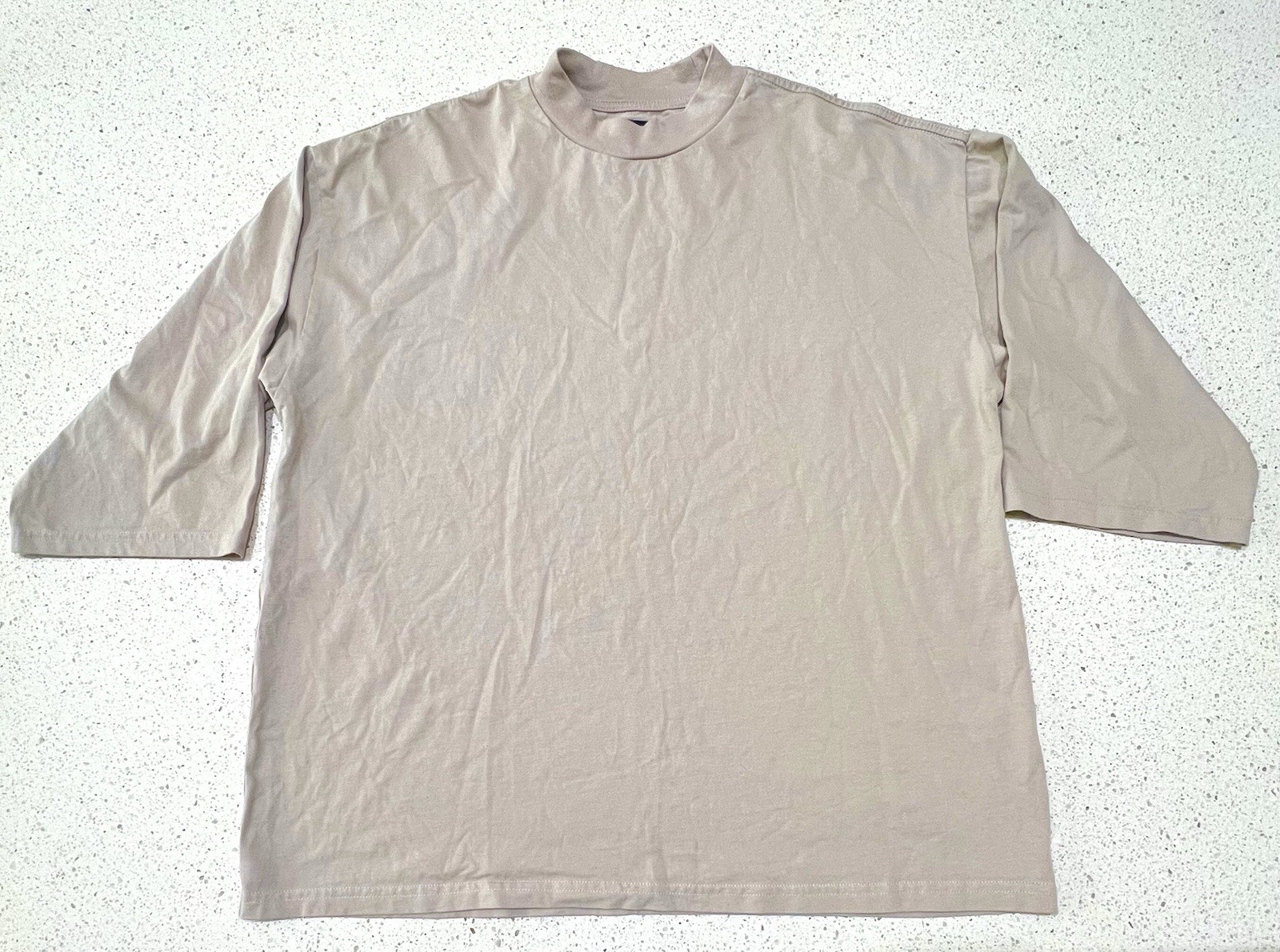 Pacsun 3/4 Length Sleeve Beige Boxy T-Shirt Crew Neck Men’s Size Medium Pre-own