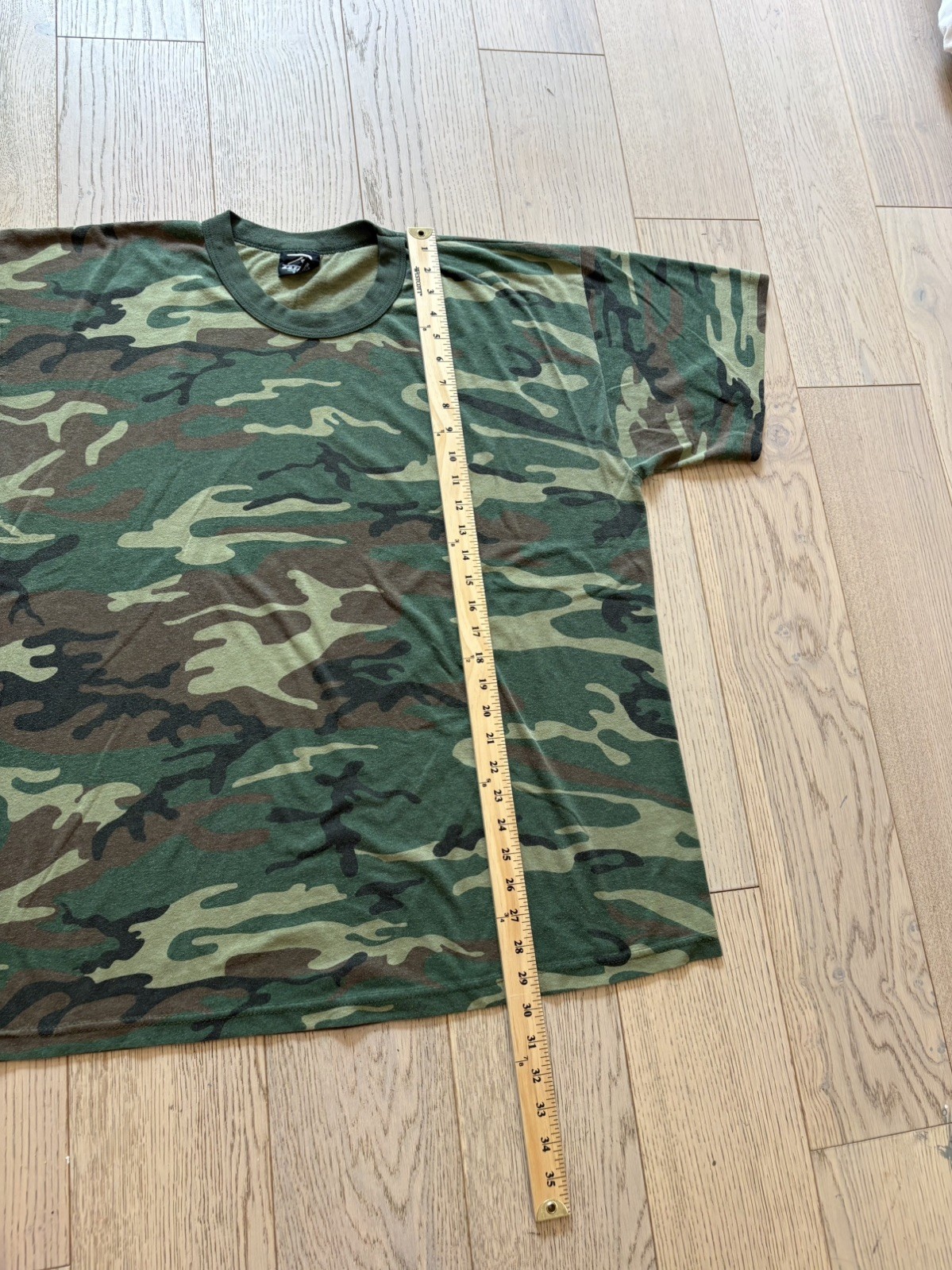 Vintage 90s Rothco Woodland Camo T Shirt XXL Made in USA Military Camouflage gallery
