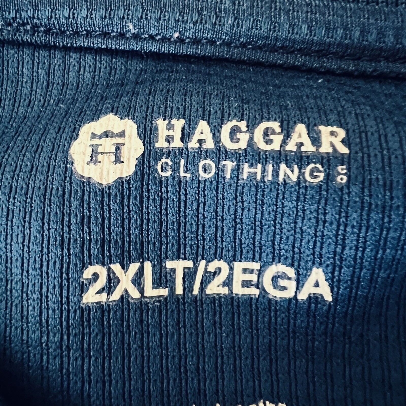 Haggar Men Polo Shirt 2XLT Long Sleeve Heather Blue Stretch Buttons Placket NWOT gallery