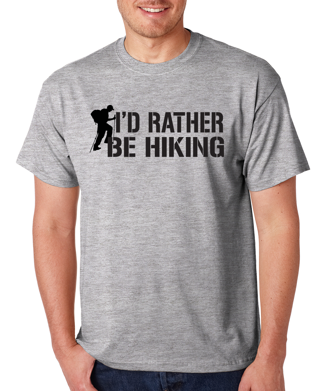 I'D RATHER BE HIKING backpacking trails outdoors sport nature camping T-Shirt gallery