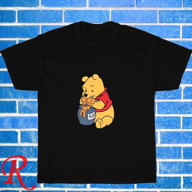 New Winnie The Pooh Funny Logo Black/Grey/Navy/White Size S-5XL Unisex T-Shirt