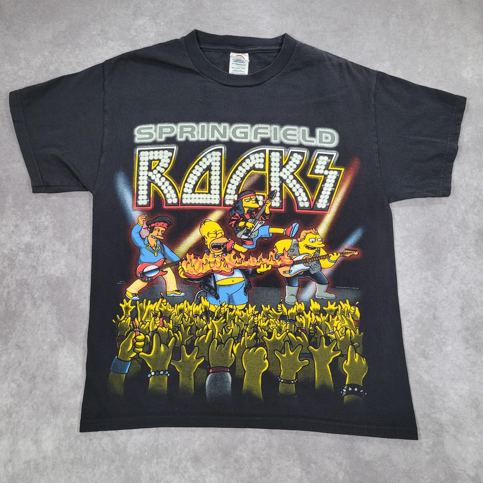 Vintage Simpsons Shirt Mens Medium Black Delta Pro Weight Springfield Rocks 00s