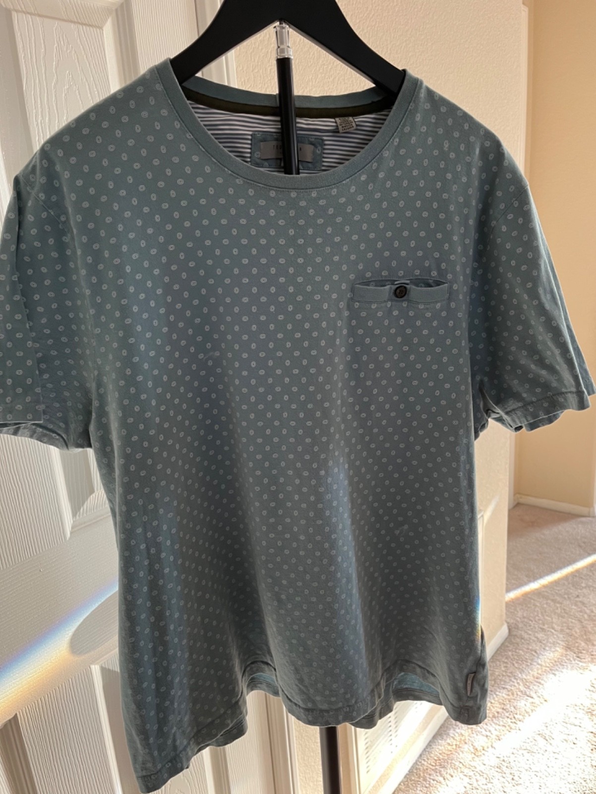 Ted Baker London High Quality One Pocket Light Blue Tshirt Size 6 Loose Fit gallery