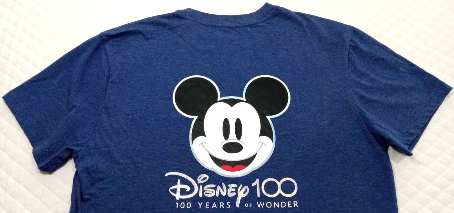 Disney Mickey Mouse Men's Large T-Shirt 100 Years Of Wonder Logo Heather Blue gallery