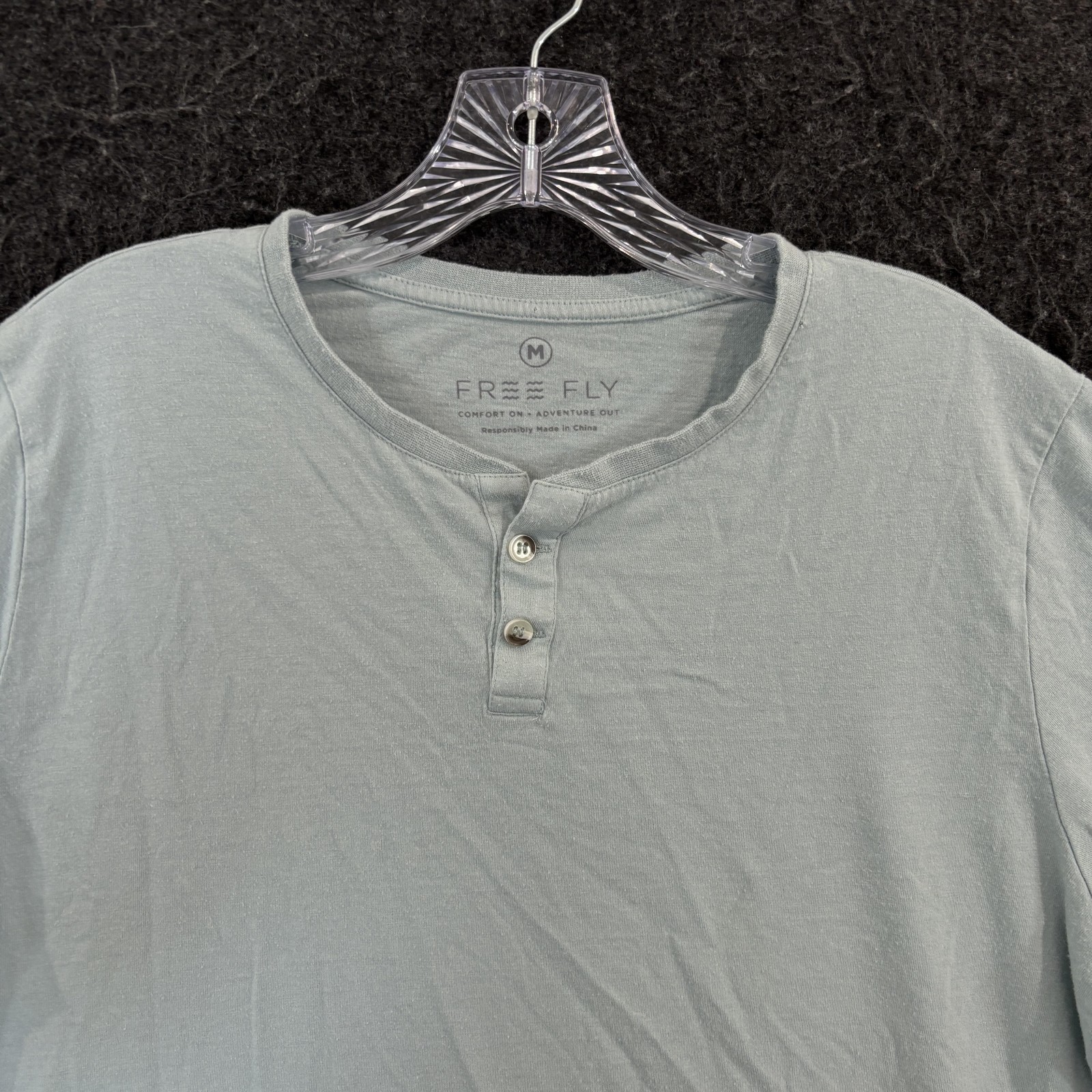 Free Fly Heritage Henley Shirt Men's Medium Light Blue Bamboo Soft Summer Tee gallery