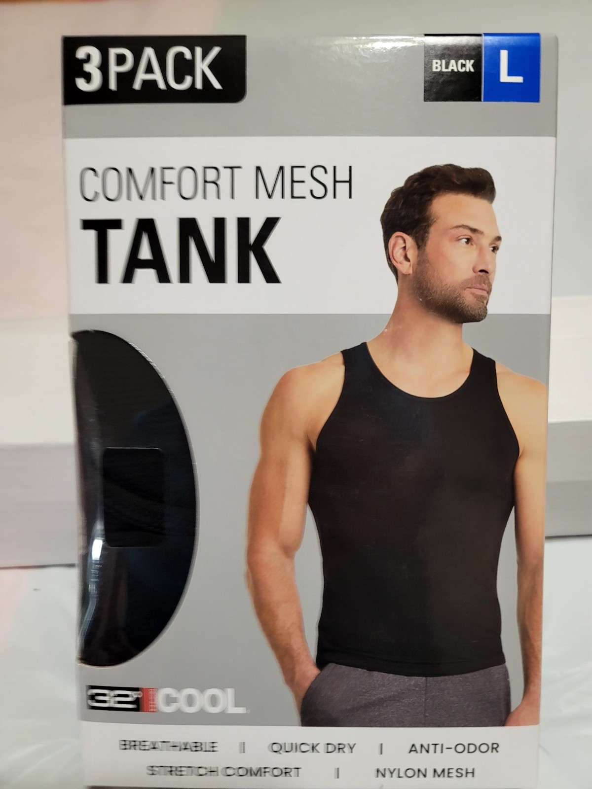 Brand New 32 Degrees Cool Men's Comfort Mesh Tank Tops - 3 Pack Black Large gallery