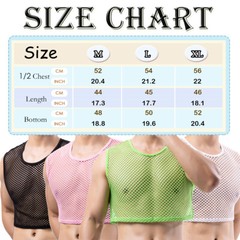 Men 2 Piece Set Fishnet Crop Tops Mesh See-Through Vests Undershirts With Shorts