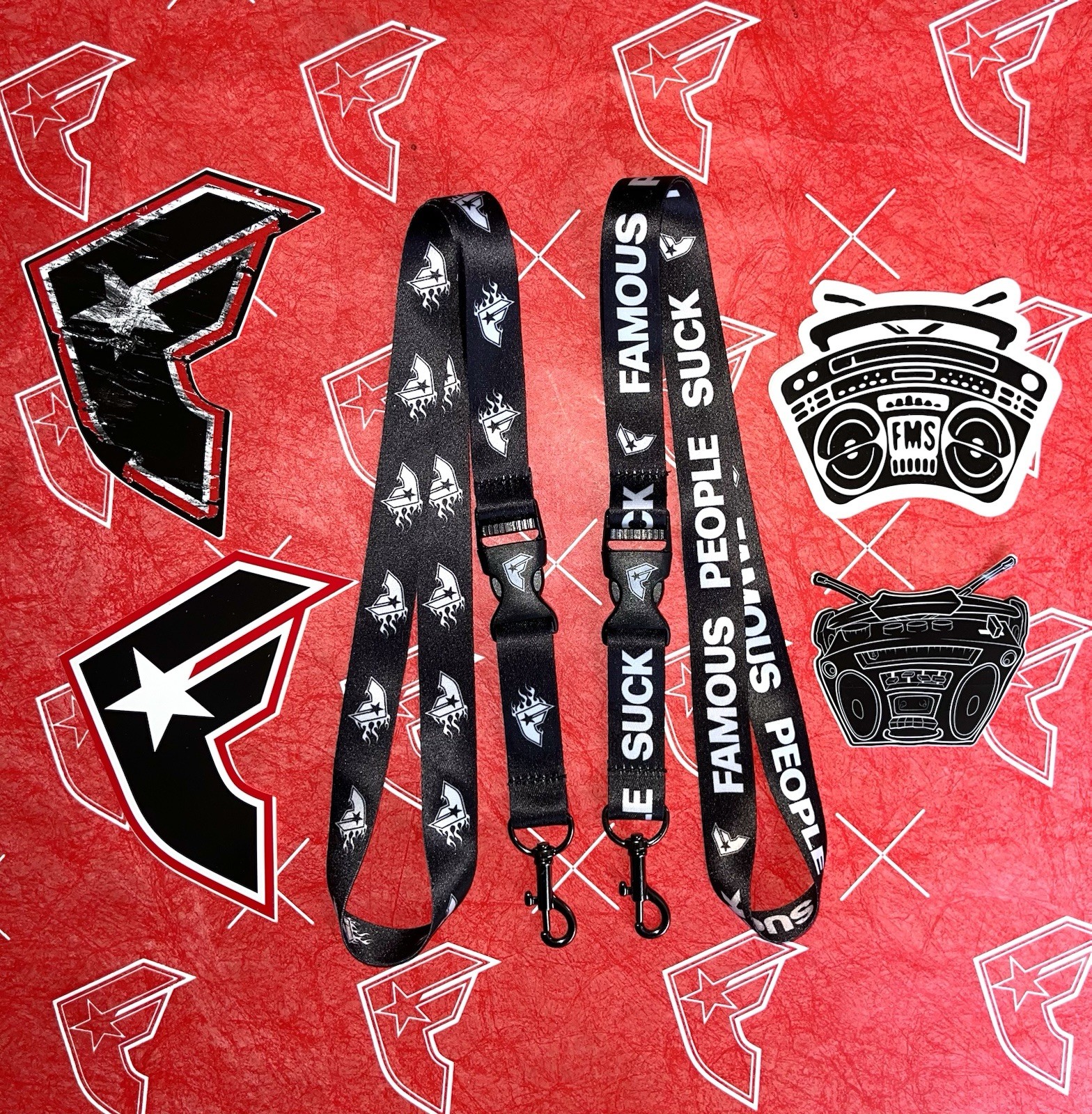Famous Stars And Straps Boombox Sticker And Lanyard Set Blink 182 Travis Barker gallery