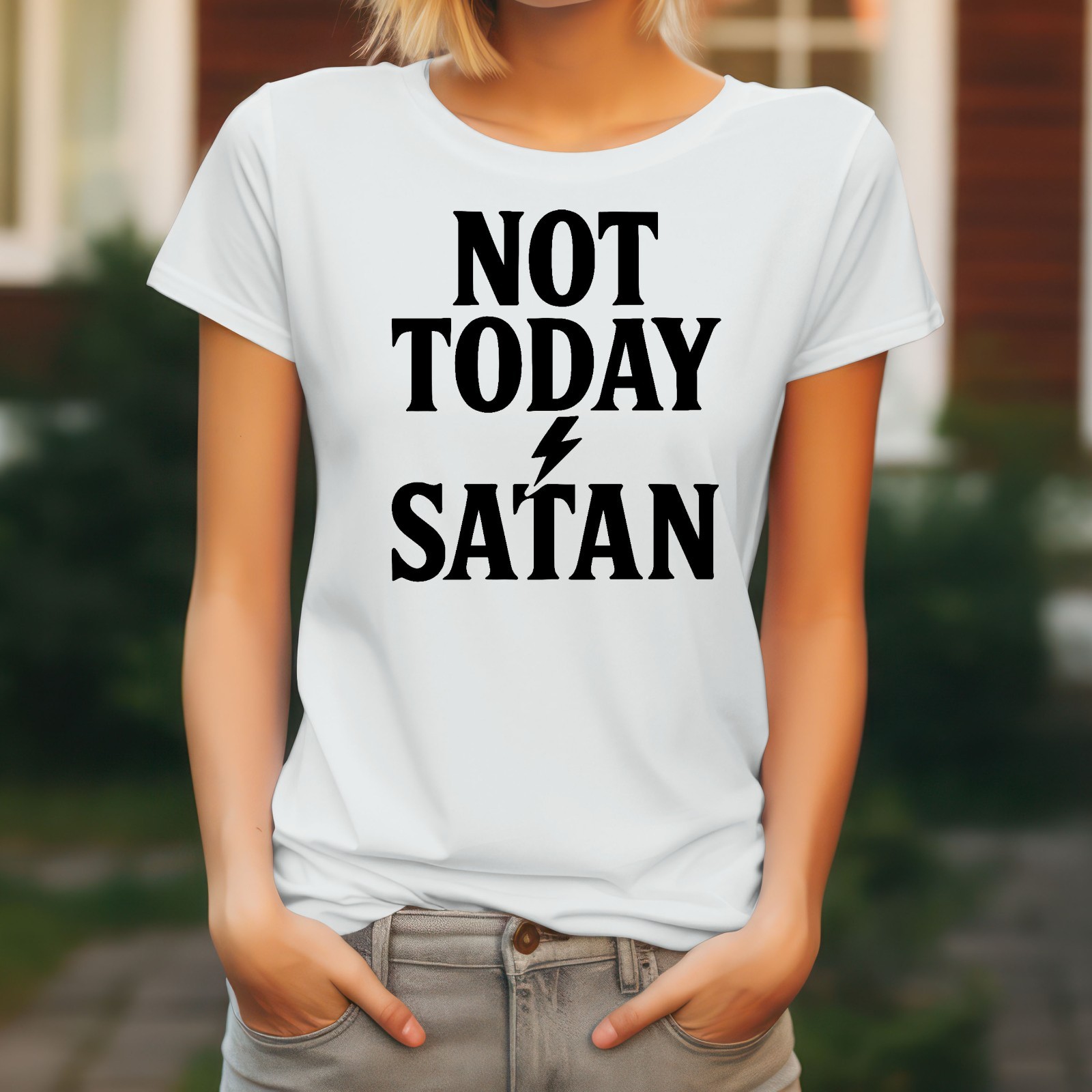 Jesus Men's T-Shirt Christ God Various Sizes Colours Ladies Not Today Satan gallery