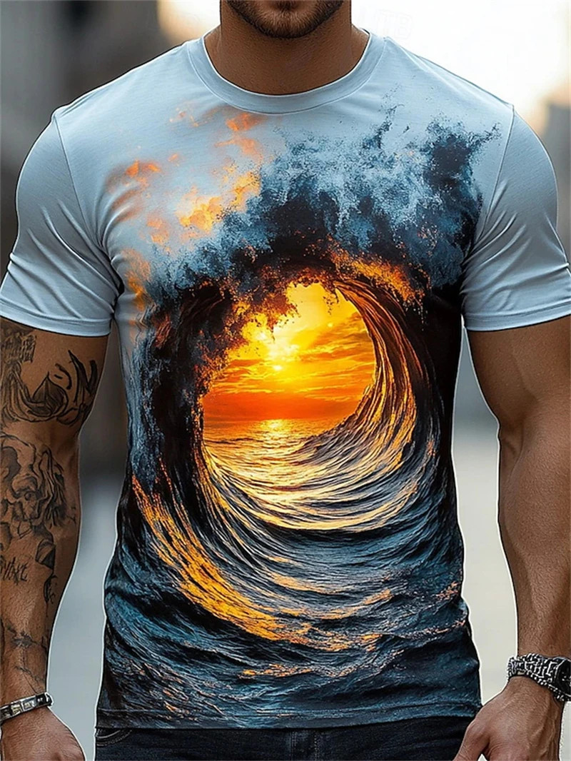 Funny Optical Illusion Graphic T Shirt For Men 3D Printed Art Abstract. gallery