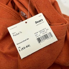 COVINGTON Pocket T-Shirt Large Orange NWT Casual Dress Solid Blank Plain Vintage