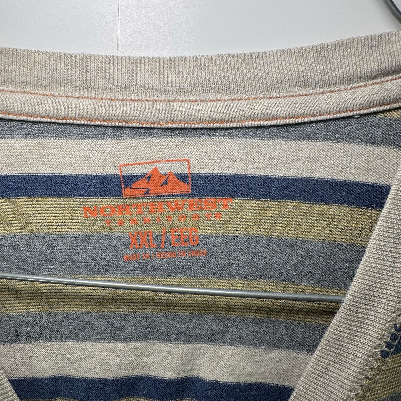 Northwest Territory Gray Blue Striped Cotton Pocket T-Shirt XXL Short Sleeve gallery