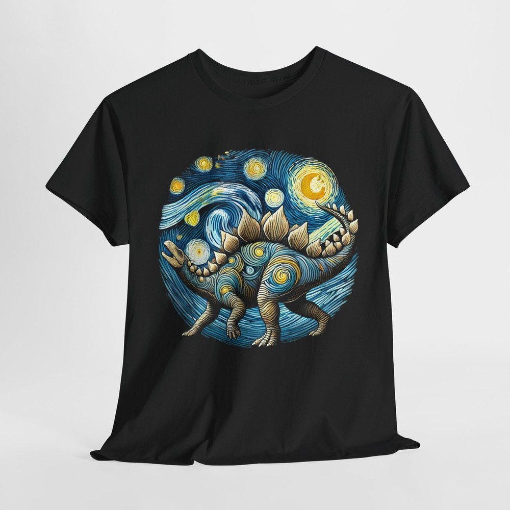 Celestial Stegosaurus Art – Prehistoric Meets Cosmic Unisex Cotton Tee